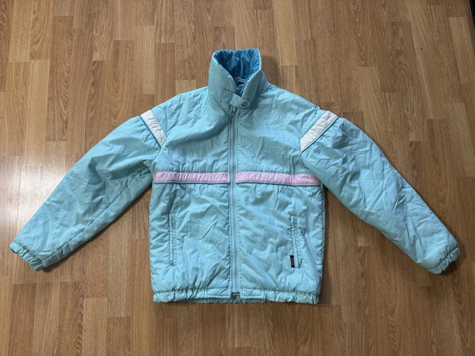 Chaqueta de invierno vintage de esquí Aspen para mujer color pastel acolchado talla mediana Foto 2 de 4