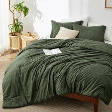 Comforter Set - Dark Green Soft Bedding for All Seasons, Full 12 - Dark Green