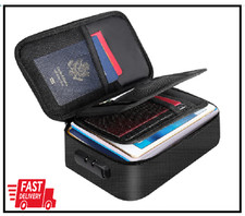 Small Fireproof Storage Organizer Case with Lock 9  x 5.3  x 3.7  , 3-Layer