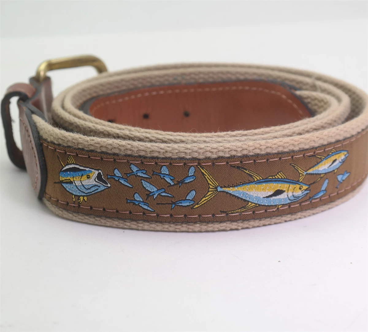 Vintage Fish Belt with Brown Leather size 30 ? Big Fish | 1.5 main image 2
