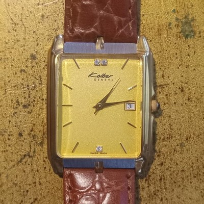 Kolber Geneve Men's Watch   Swiss Vint Diamond Watch - color combo stunning