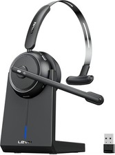 Wireless Headset with Mic for Work, Bluetooth Headset Charging Base Mute