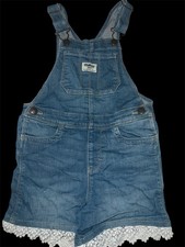 OshKosh B gosh 4T Denim Shortalls Lace Trim Girls Overalls Romper