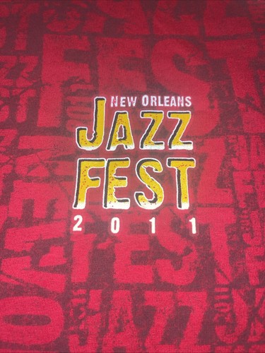 New Orleans Jazz Fest 2011 All Over Print Red T Shirt Large Crawfish Piano Large