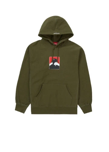 Sweat à capuche Supreme Portrait FW20 taille XL olive foncé non ouvert