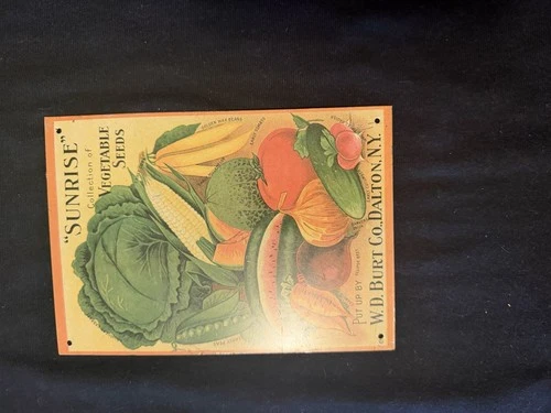 Vintage-Ande Rooney-Porcelain Enameled SUNRISE VEGETABLE SEEDS SIGN-11 x 8/14