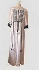 Pia Rossini White Black Embroidered Maxi Dress Size S BNWT Boho Hippie Festival
