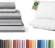 Luxury Split King 5-Piece Sheet Set  2 King Size Cotton Bed Pillows