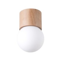 Deckenlampe Glas Holz Weiß G9 Flur Wohnzimmer H:19 Cm Deckenleuchte Schlafzimmer