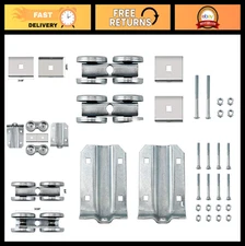 "Heavy-Duty Box Rail Hanger Kit for Barn Doors - 2 Sets, 225 lbs Load Capacity,