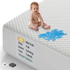 OhGeni 100% Waterproof Crib Mattress Protector, 3-6" Deep Pocket, Noiseless