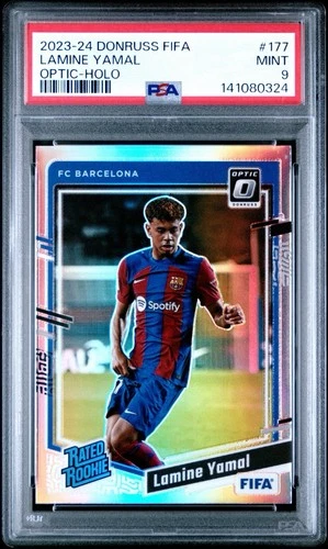 2023-24 Panini Donruss FIFA - Optic Lamine Yamal #177 Holo Prizm RC - PSA 9