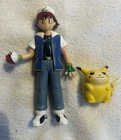 Vintage Pokemon Ash Ketchum 4.5" Figure Figurine TOMY 1998 With Pikachu