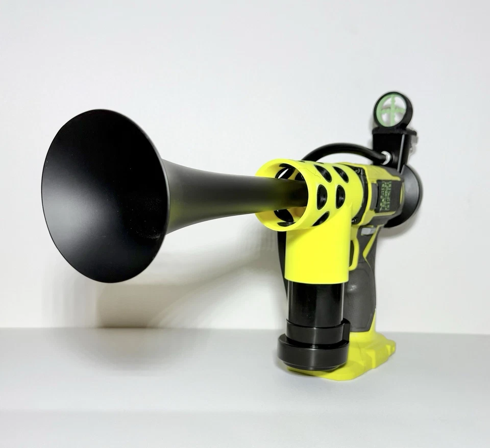 Pistola de buzina de trem Ryobi Air Horn. Raro Bumble Bee Edition THE BARULHENT + Extras - Imagem 4 de 4