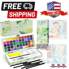 Watercolor Paint Set, 50 Colors Portable Travel Water Color Palette Kit with ...