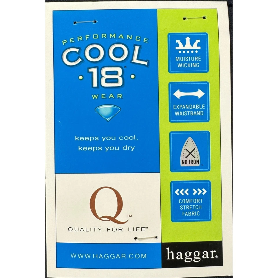 Haggar Cool 18 Pants Dress Mens 40X30 Black Double Pleat Performance Wicking NEW - Image 2 of 4