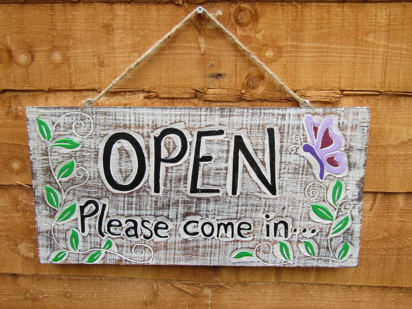 Hand Carved Made Wooden Open Closed Shop Cafe Shabby Wall Art Door Sign