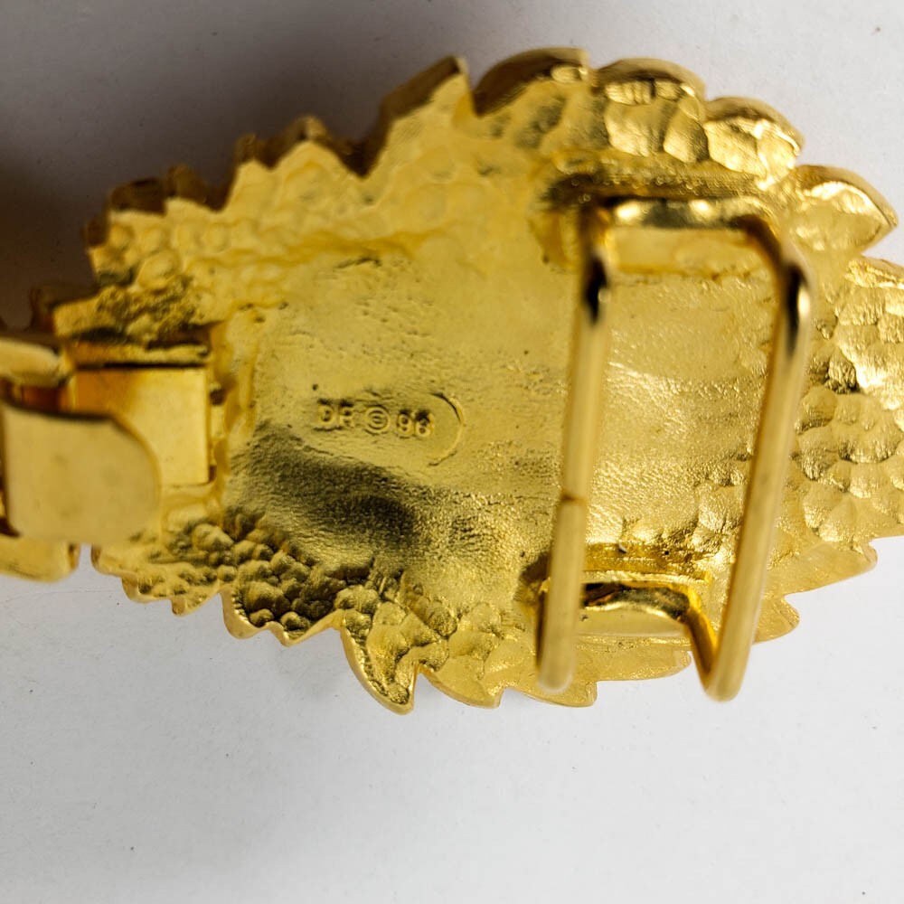 Doreen Ryan Gold Tone Peacock Feathers Belt Buckle Signed DR  display picture 1