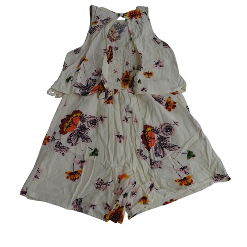 Justice Floral Shorts Romper With Lace Trim Sleeveless Girls Size 7 - Picture 3 of 7