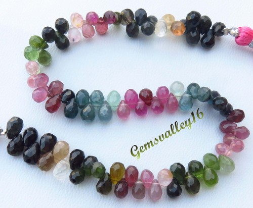 Natural Multi Tourmaline Faceted Teardrop Gems Beads 5.5-6.5mm 8"Strand GV-3423 - Picture 4 of 12