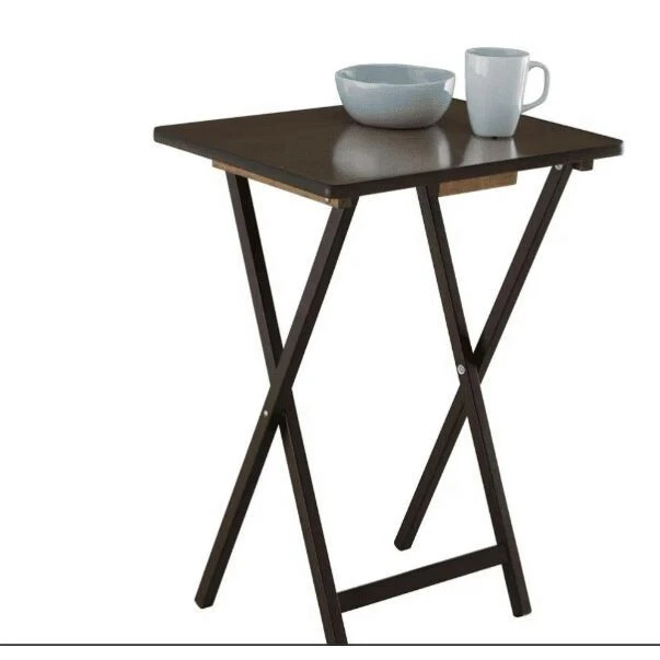 Brand New Indoor Folding Table Set 4 Walnut, 4 Tables+1 Rack Stand Free Shipping - Image 4 of 4