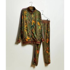 Reason Mens Brown Quick Tiger Print Monogram Jacket And Pant Track Set Sz: XL