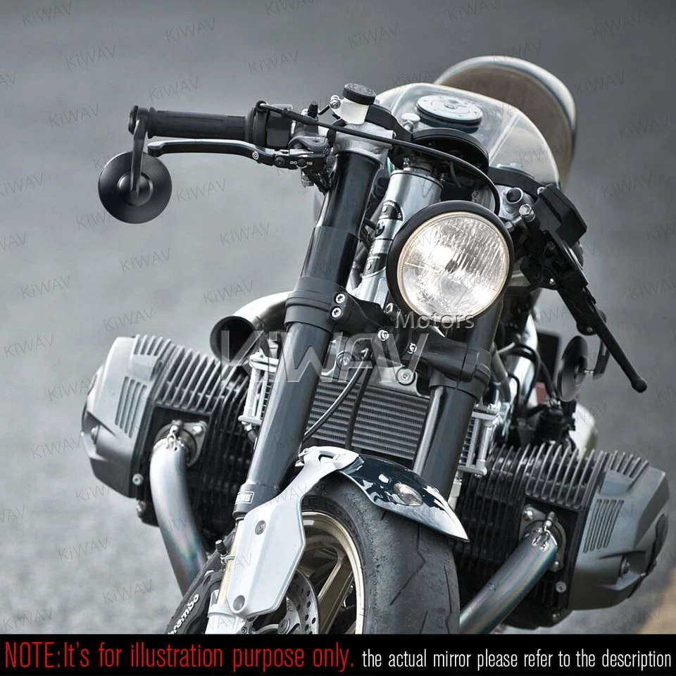 Bar end mirror BOB black round convex short stem 12mm bolt fits BMW F 800 R HP4 Foto 3 de 4