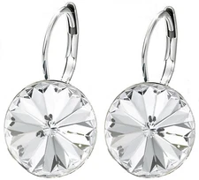 Bella Earrings Women Round Large LEVER BACK made with SWAROVSKI crystal