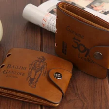 Mens Wallet Retro Clutch Leather 501/Hunter ID Card holder Bifold Purse Billfold