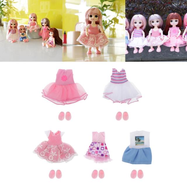 5 Set Adorable Girl Doll Dress Shoes ob11 Doll DIY Accessory