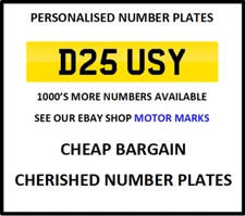 D25 USY CHERISHED NUMBER PLATES SUSY SZY SUSIE SUSAN SUZANNE D25 USY CAR PLATE