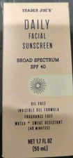 Lot Of 2 Trader Joe's Facial Sunscreen SPF 40 Invisible Gel SUPERGOOP Dupe 1.7oz