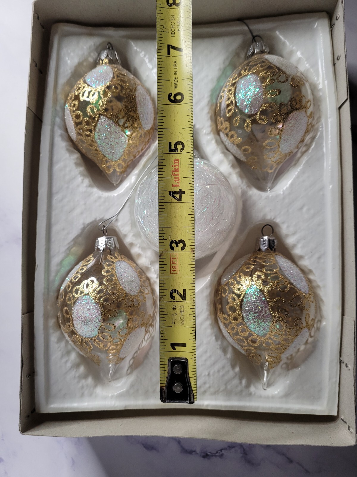 Set of 5 Commodore Brand Hand Decorated Glass Christmas Ornaments eBay