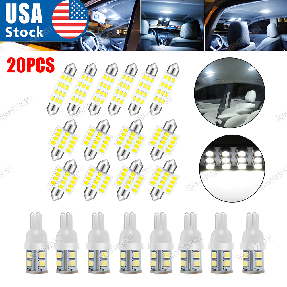 20 Luces Led Para Interior de Carro Coche Luz Del Maletero Placa Bombilla Led US