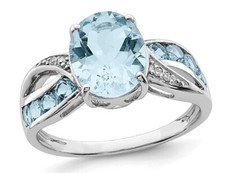 4.40 Carat ctw Natural Swiss Blue Topaz Ring in Sterling Silver
