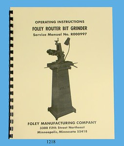 Foley Model 357510 Router Bit Grinding Attachment Operator /& Parts Manual *1191