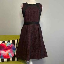 Tabitha Anthropologie Red Black Sleeveless Fit and Flare Dress 6 Work Cocktail