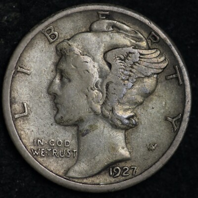 1927-S Mercury Silver Dime CHOICE XF FREE SHIPPING E319 ATP