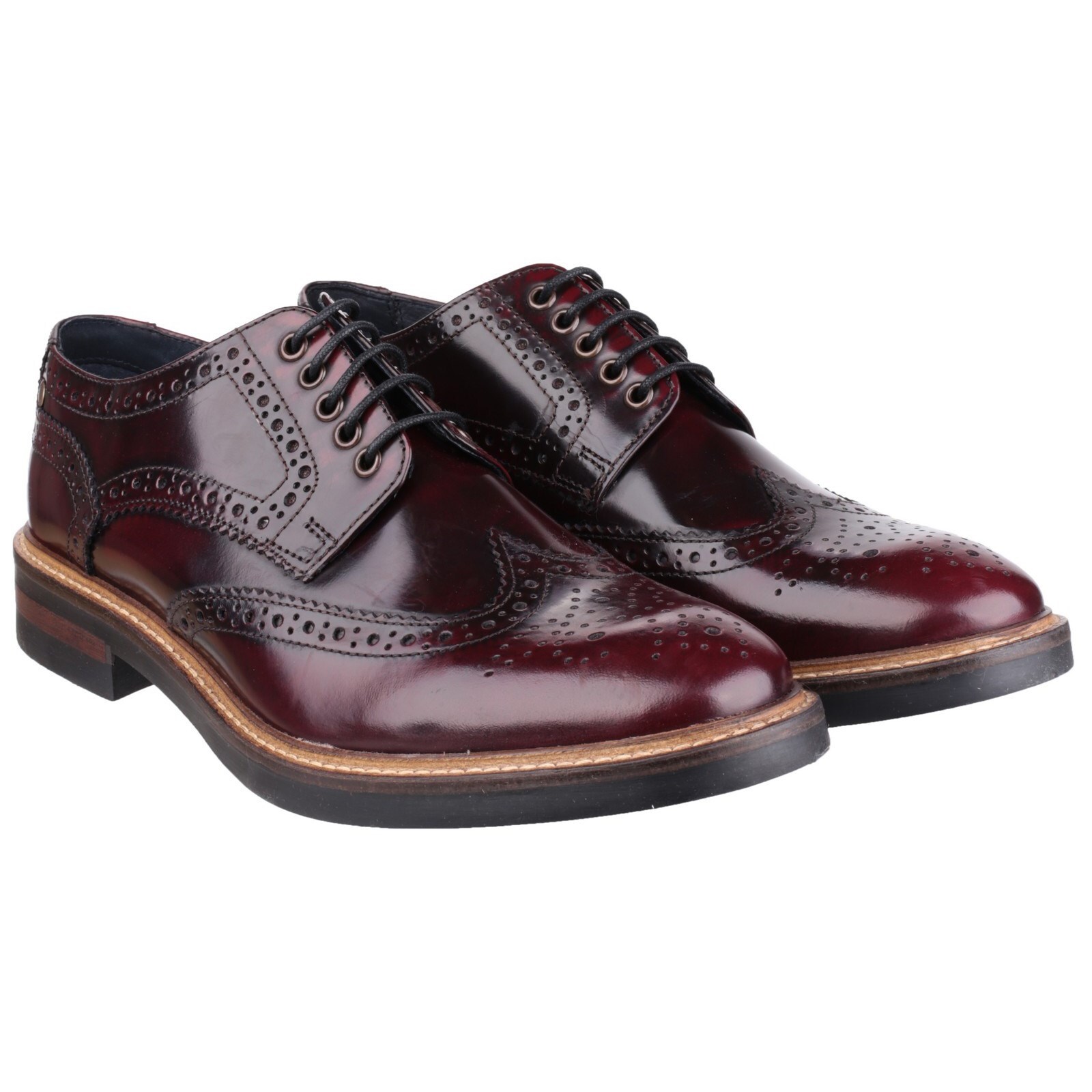 Hibase Shoes Mens Base London Shoes Woburn Hi-Shine Formal Leather Smart Brogue Lace ...