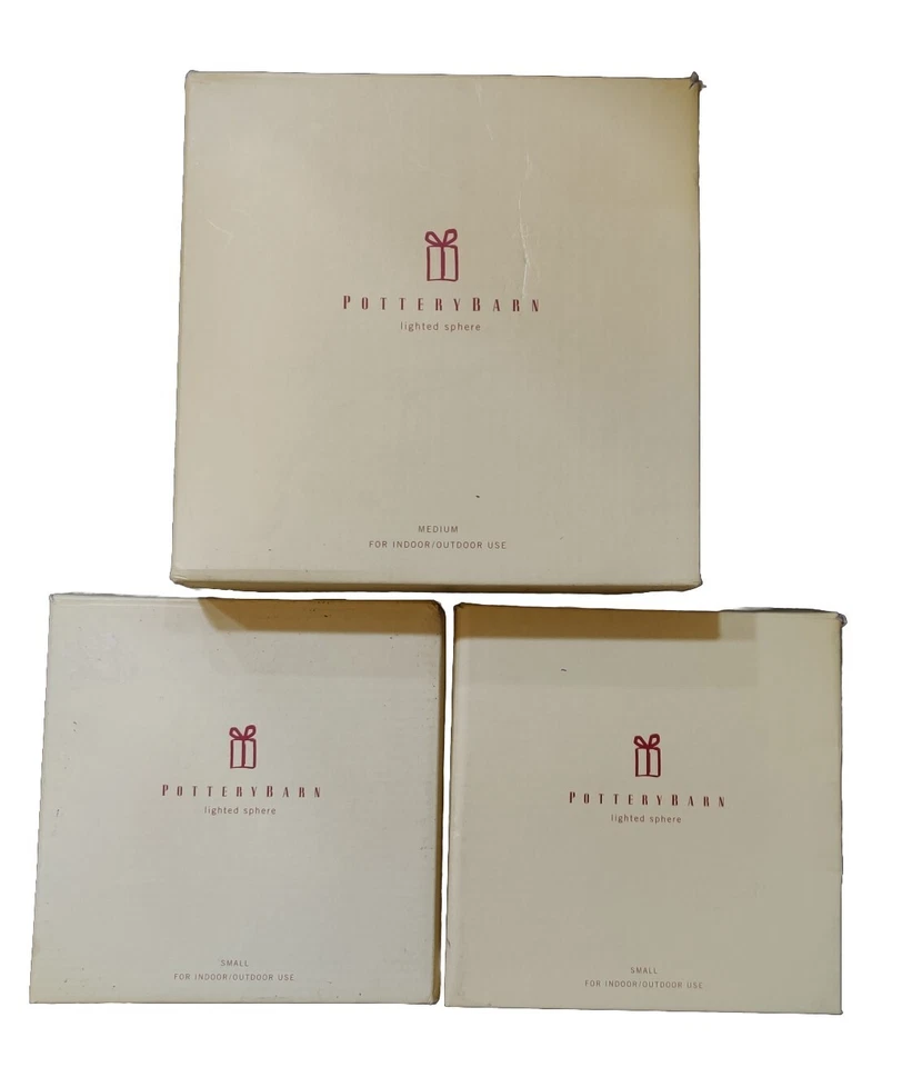 Juego de tres esferas de cristal iluminado Pottery Barn 1 mediana 2 pequeñas probadas LEER Foto 3 de 4