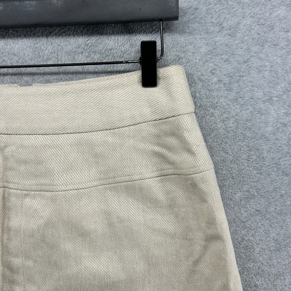 Falda Ann Taylor para mujer talla 6 beige mezcla de lino bolsillos delanteros planos cremallera corta Foto 3 de 4