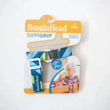 Boogin Head Sippi Grip Green & Blue Striped Fabric Cup Strap