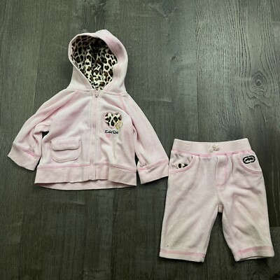 Ecko Red Girls Two Piece Light Pink Outfit Set Hoodie Zip Pants