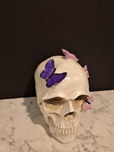 Halloween Sugar Skull Butterflies Resin Figurine Tabletop Decor 6" - Picture 2 of 11