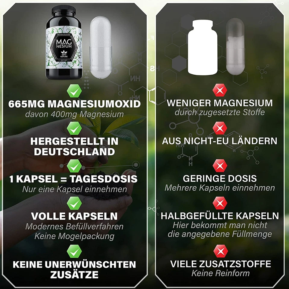 365 Magnesium Kapseln Hochdosiert |  Made in Germany I hoch Bioverfügbar I VEGAN - Bild 2 von 4