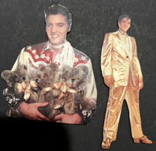 LOTTO DI DUE MAGNETI DA FRIGO DI ELVIS PRESLEY: ORSO TEDDY E COMPLETO ORO LAME