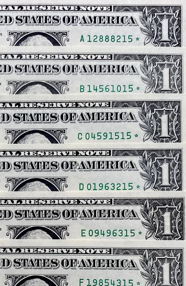 1995 STAR NOTE FULL SET $1 DOLLAR BILL (A,B,C,D,E,F,G,I,J,K,L) 11 DISTRICT UNC - Image 2 of 4