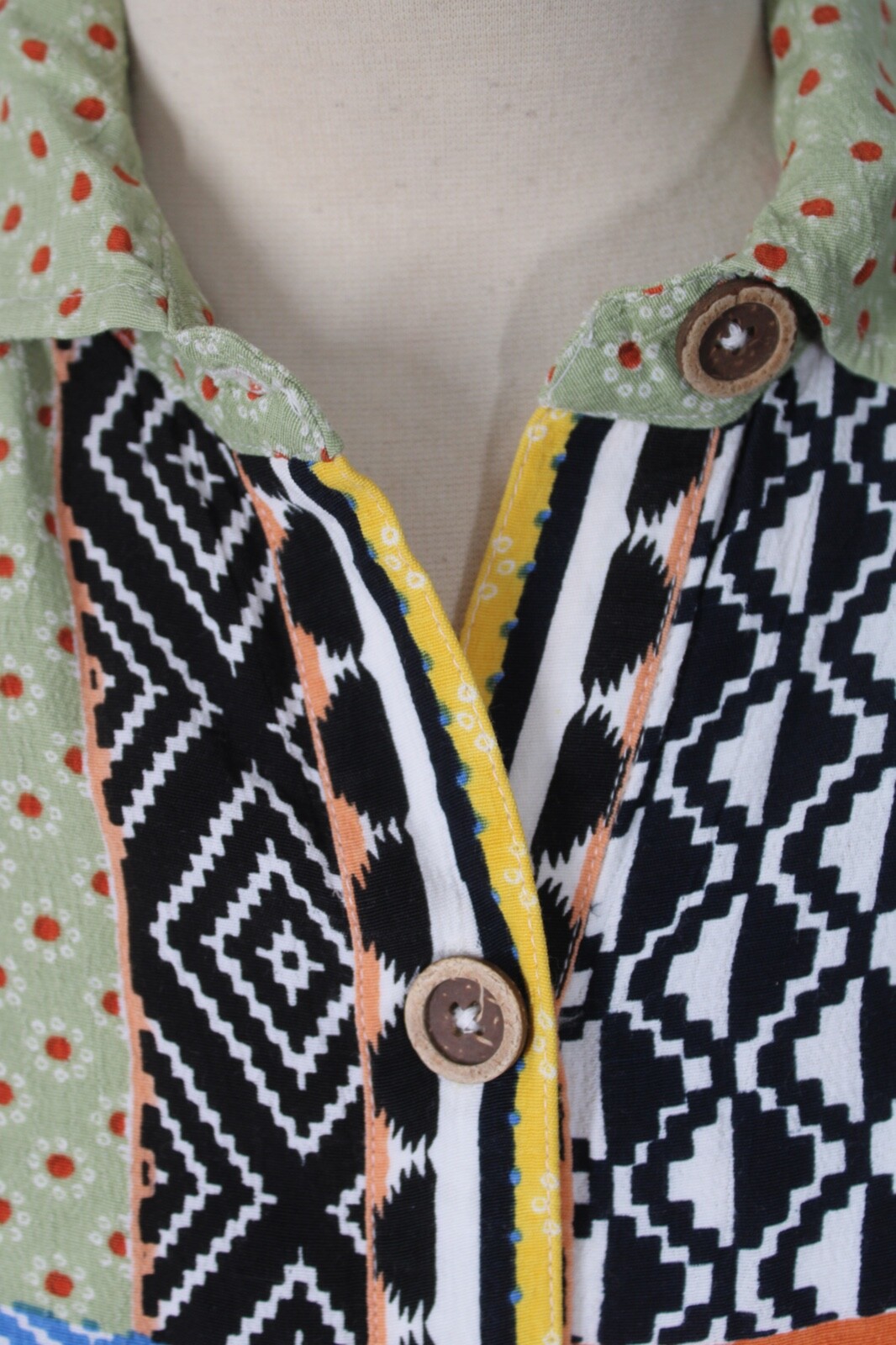Anthropologie 4 Multicolor Patchwork Button-Front… - image 3