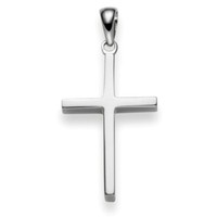 AnhäNger Kreuz 30X14,5Mm Aus 585 Gold WeißGold Halsschmuck Schlicht, Unisex