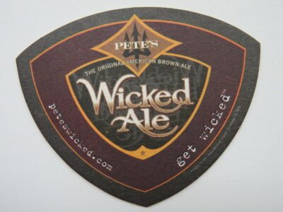 Beer Coaster ~ PETE'S Brewing Co Wicked American Brown Ale ~ CALIFORNIA Origin